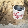 Composite time capsule in ground with Virgin corporate logo